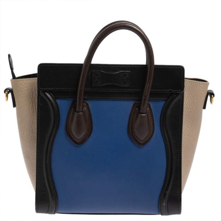 Pre Owned Céline Tri Color Leather Nano Luggage Tote