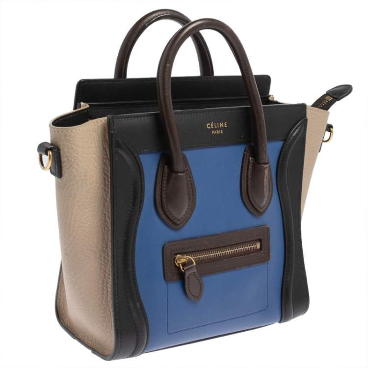 Pre Owned Céline Tri Color Leather Nano Luggage Tote
