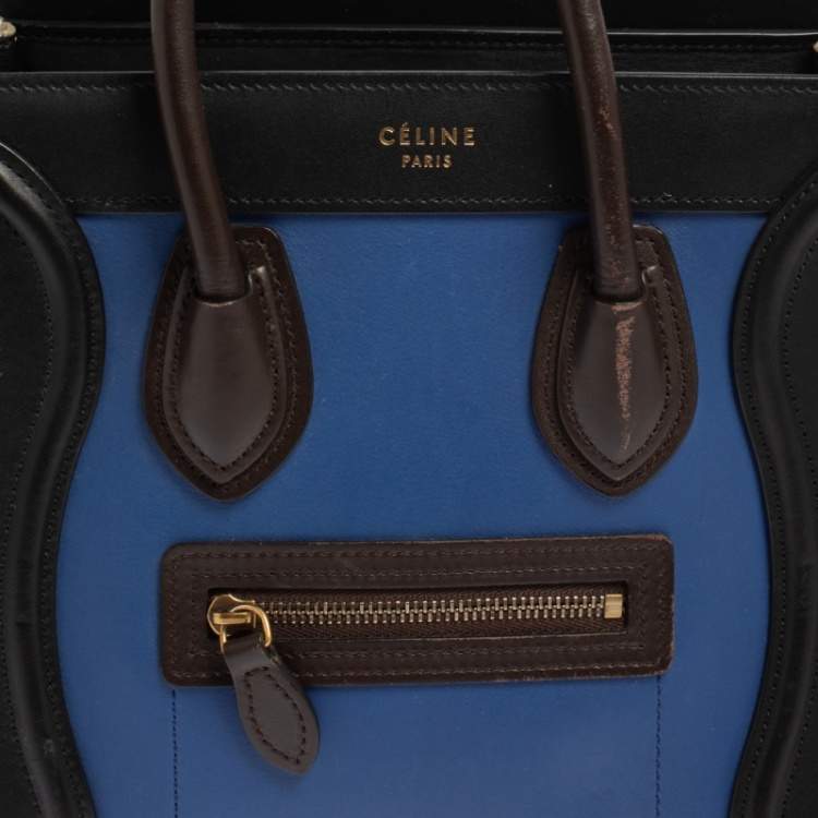 Pre Owned Céline Tri Color Leather Nano Luggage Tote