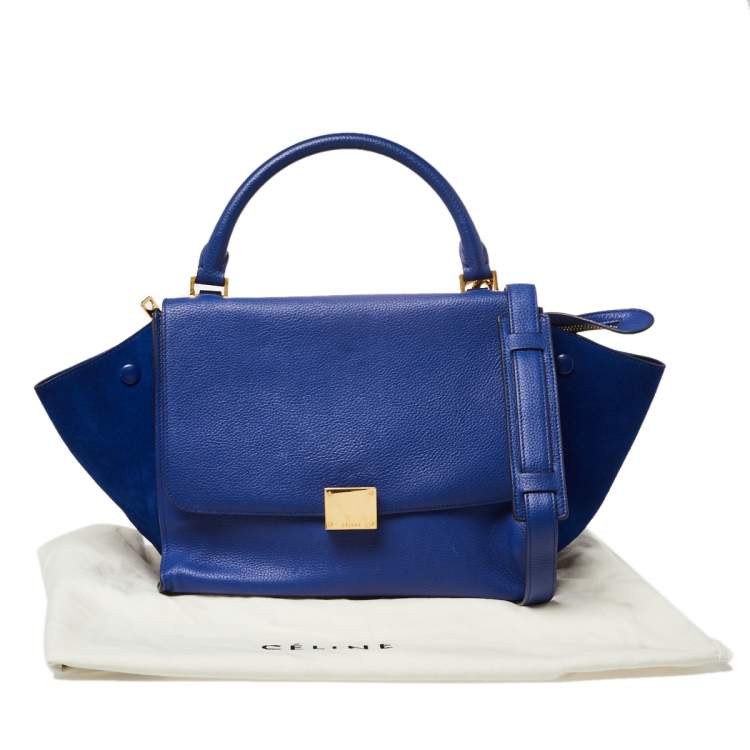 Pre Owned Céline Blue Suede and Leather Mini Trapeze Top Handle Bag
