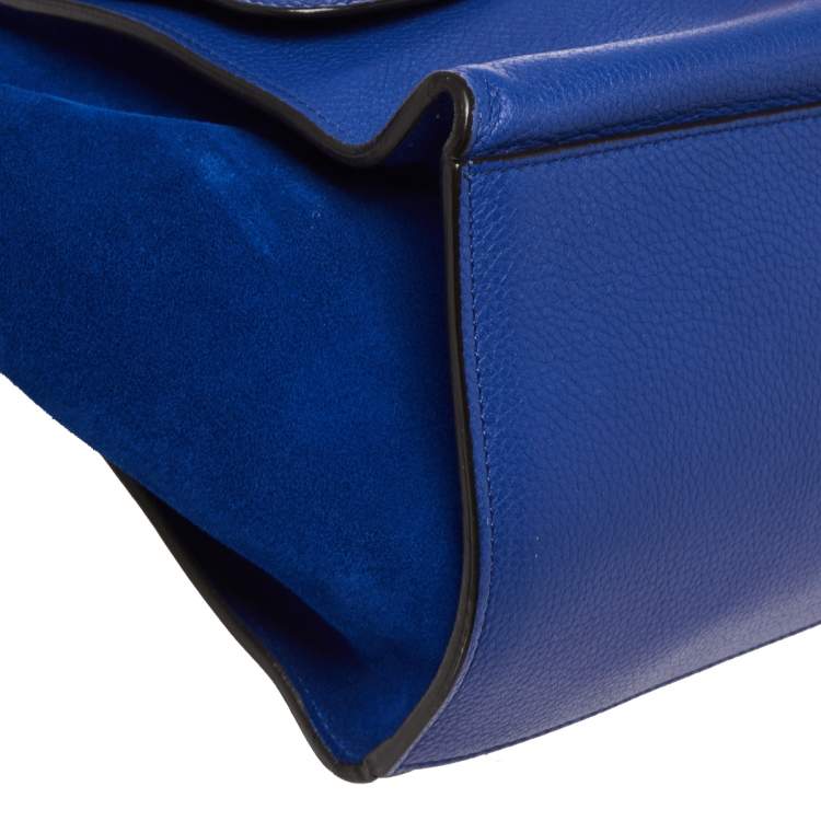 Pre Owned Céline Blue Suede and Leather Mini Trapeze Top Handle Bag