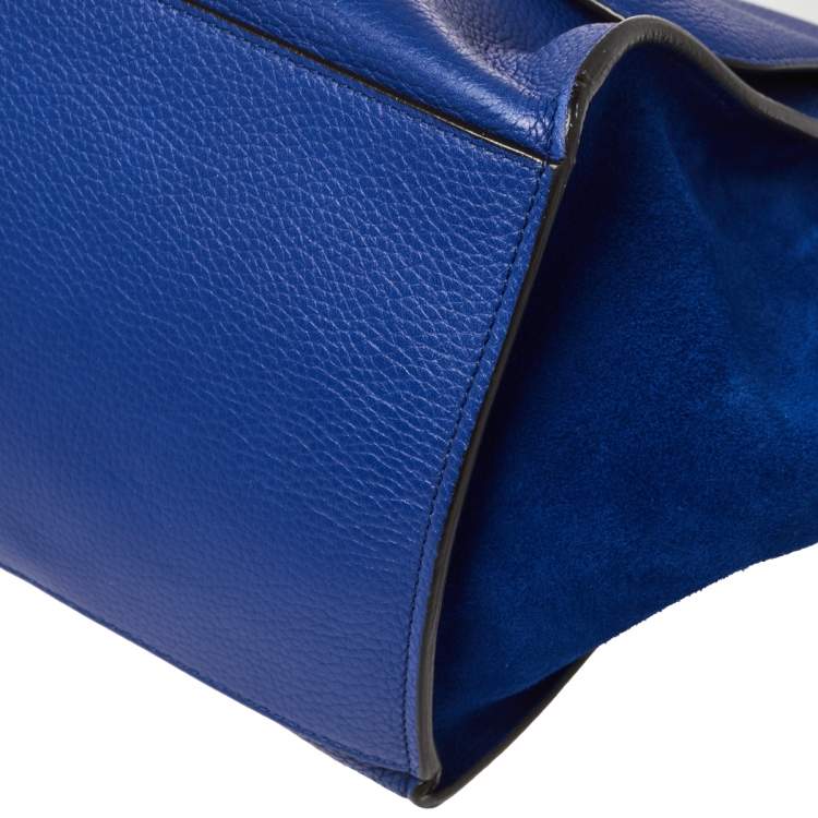 Pre Owned Céline Blue Suede and Leather Mini Trapeze Top Handle Bag