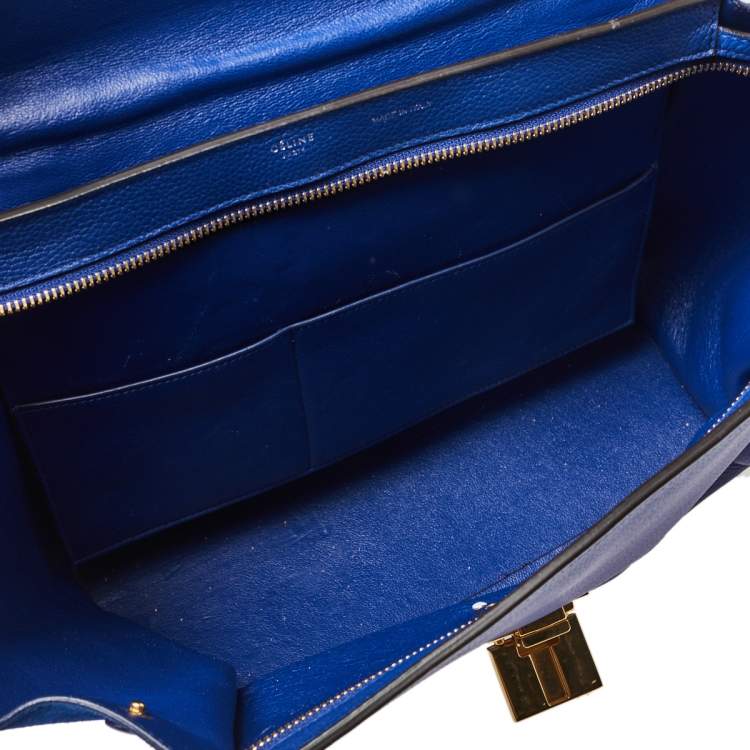 Pre Owned Céline Blue Suede and Leather Mini Trapeze Top Handle Bag