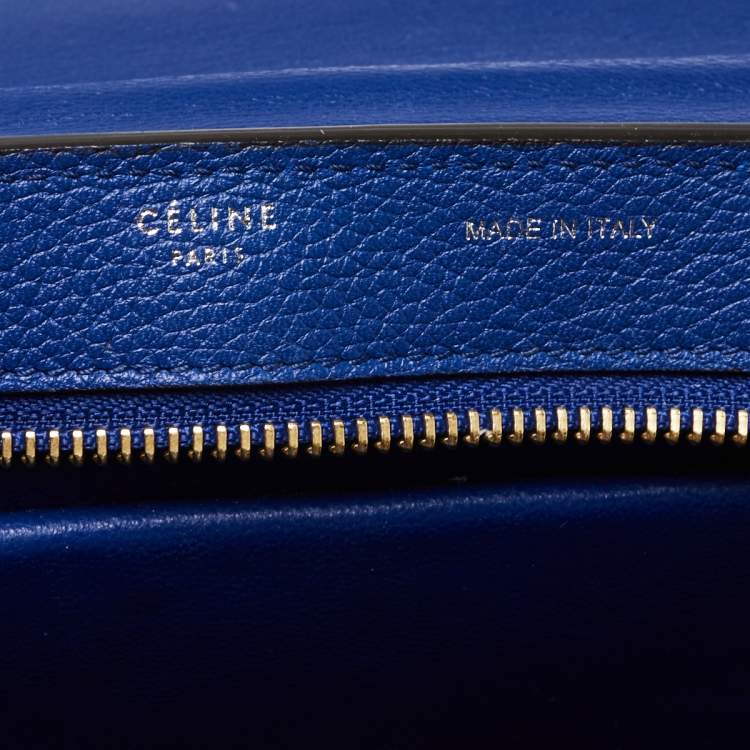 Pre Owned Céline Blue Suede and Leather Mini Trapeze Top Handle Bag