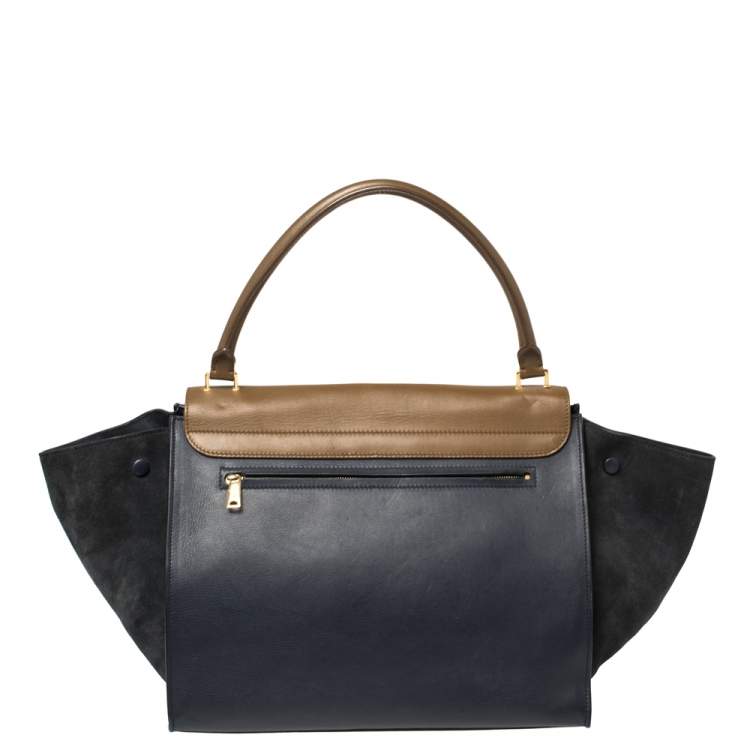 Pre Owned Celine Tri Color Leather and Suede Large Trapeze Bag
