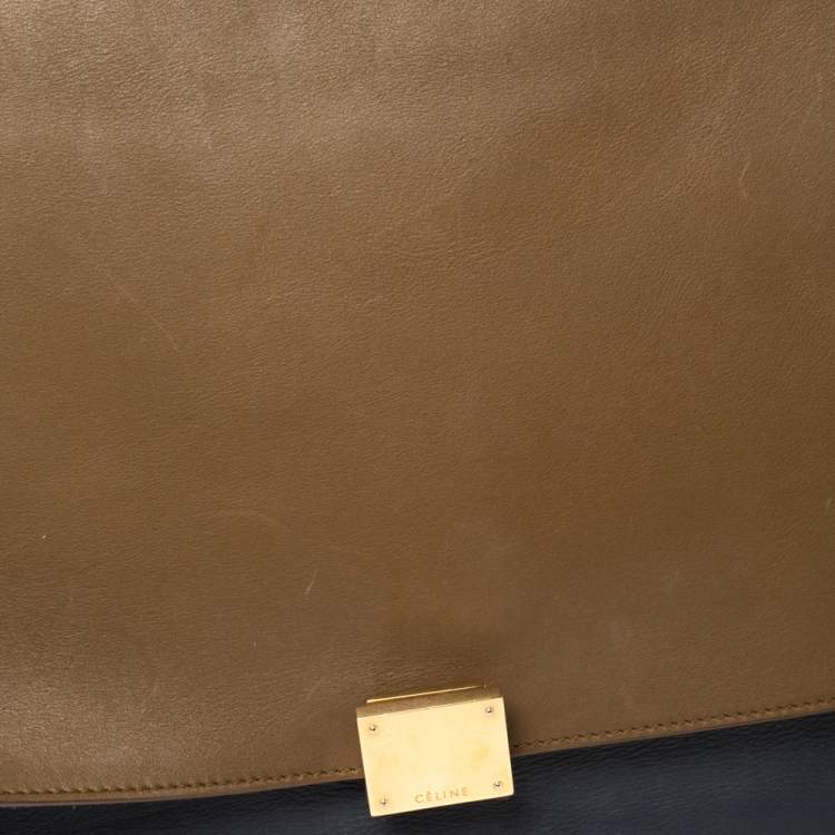 Pre Owned Celine Tri Color Leather and Suede Large Trapeze Bag