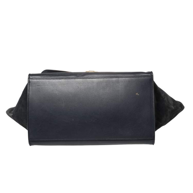 Pre Owned Celine Tri Color Leather and Suede Large Trapeze Bag