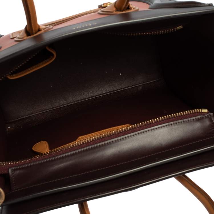 Pre Owned Celine Multicolor Leather Micro Luggage Tote
