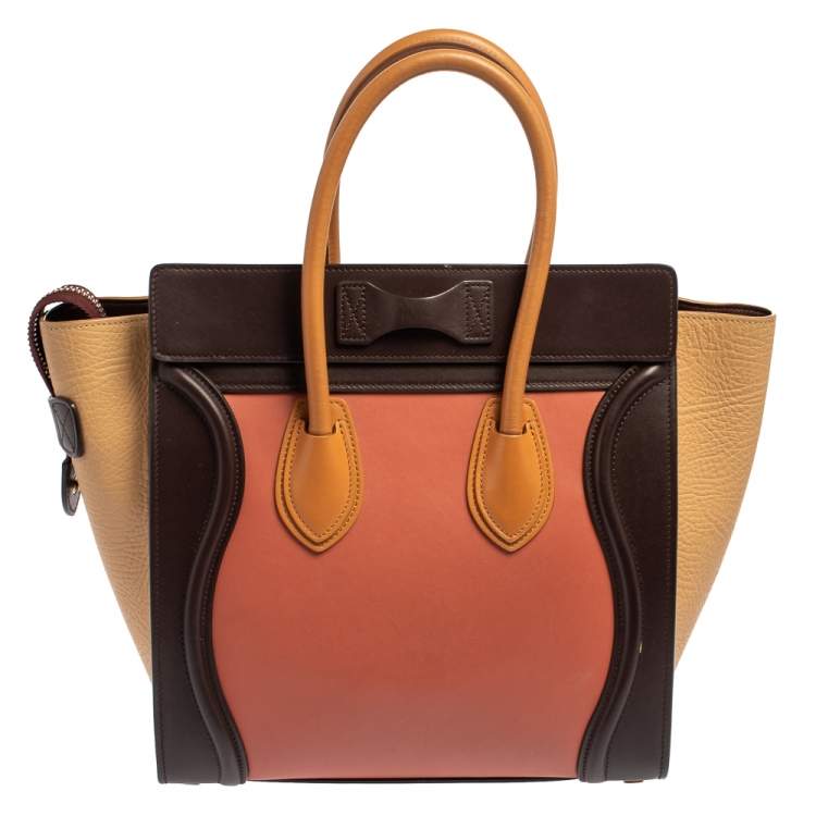 Pre Owned Celine Multicolor Leather Micro Luggage Tote