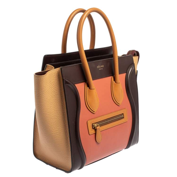 Pre Owned Celine Multicolor Leather Micro Luggage Tote