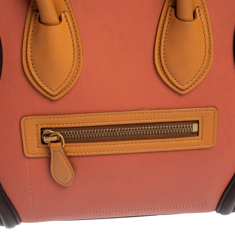 Pre Owned Celine Multicolor Leather Micro Luggage Tote