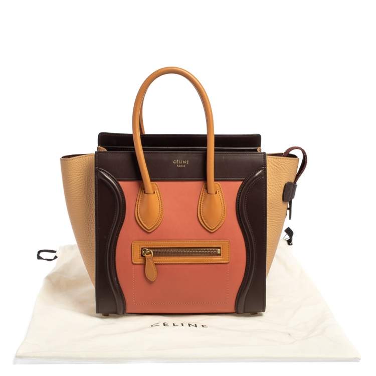 Pre Owned Celine Multicolor Leather Micro Luggage Tote