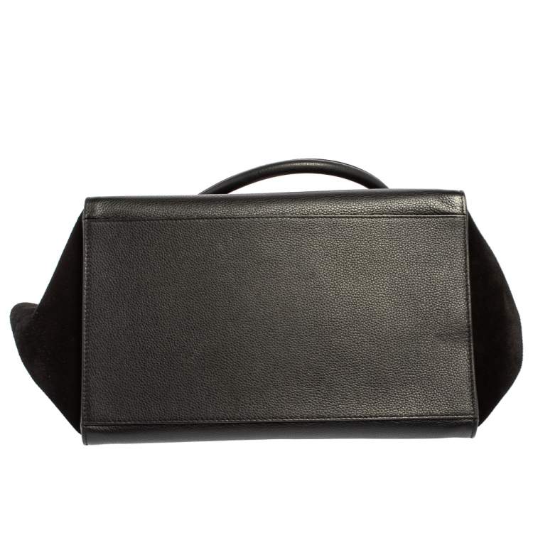 Pre Owned Celine Black Leather and Suede Medium Trapeze Top Handle Bag