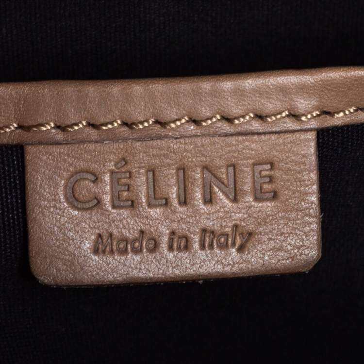 Pre Owned Celine Khaki Leather Nano Luggage Tote