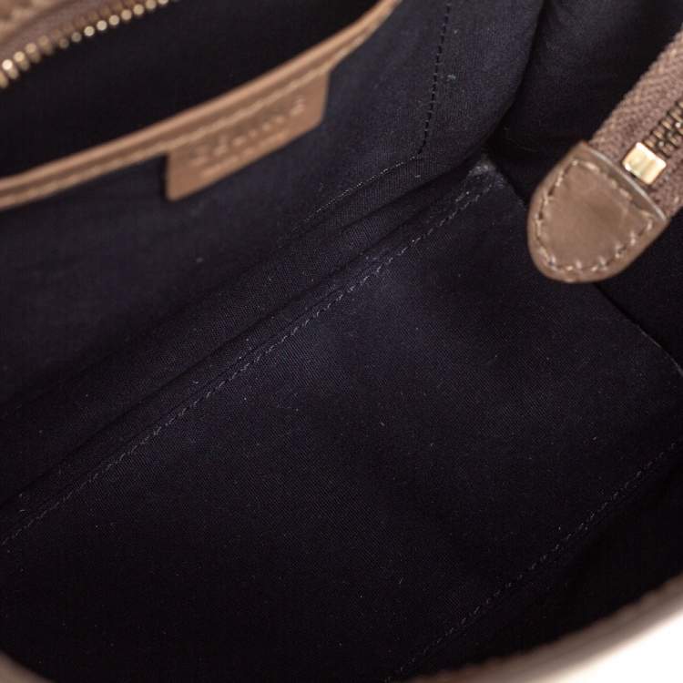 Pre Owned Celine Khaki Leather Nano Luggage Tote