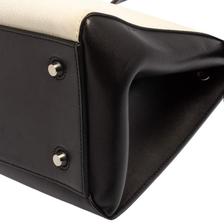 مملوكة مسبقًا Celine Black/White Leather Medium Edge Top Handle Bag