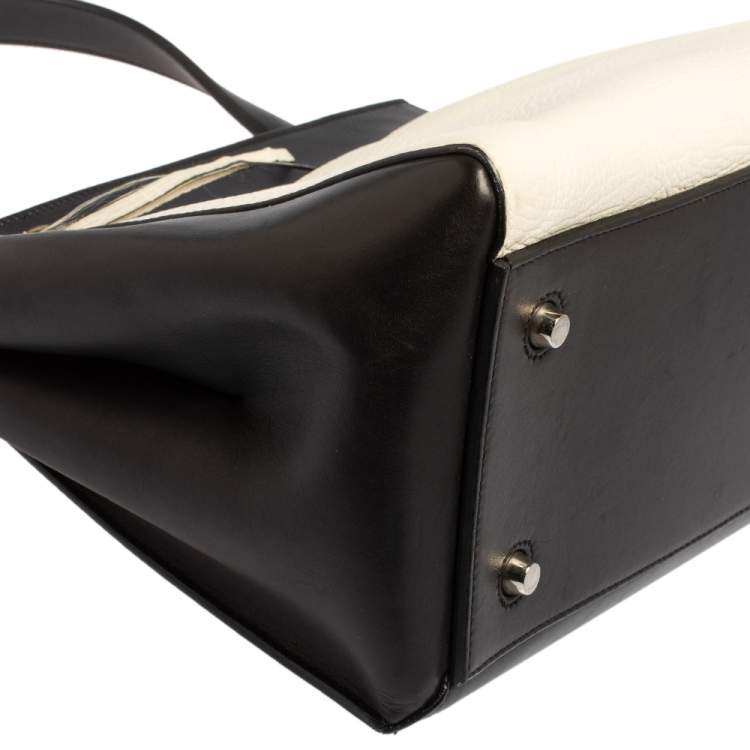 مملوكة مسبقًا Celine Black/White Leather Medium Edge Top Handle Bag