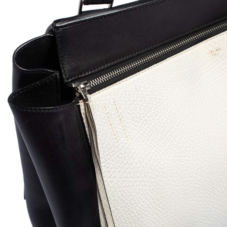 مملوكة مسبقًا Celine Black/White Leather Medium Edge Top Handle Bag