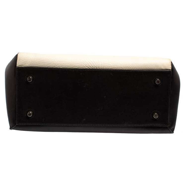 مملوكة مسبقًا Celine Black/White Leather Medium Edge Top Handle Bag