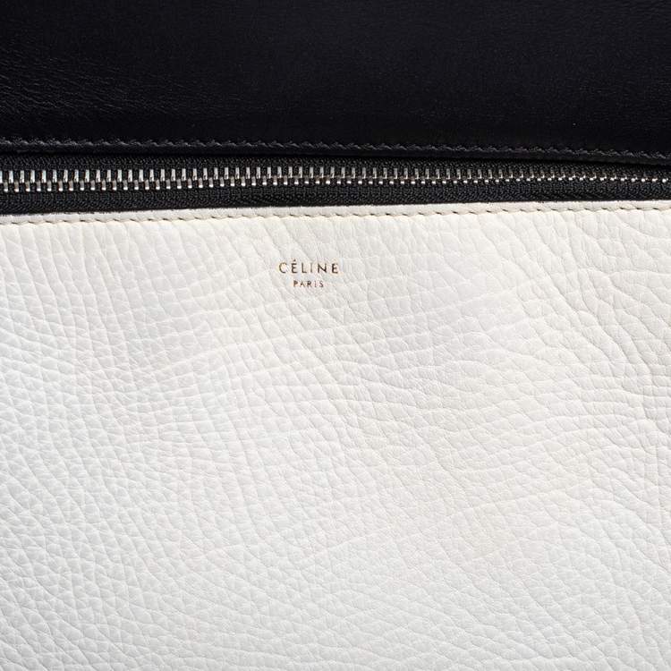 مملوكة مسبقًا Celine Black/White Leather Medium Edge Top Handle Bag
