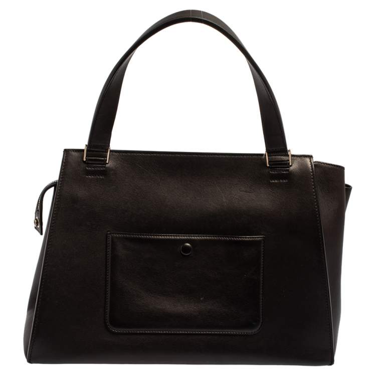 مملوكة مسبقًا Celine Black/White Leather Medium Edge Top Handle Bag