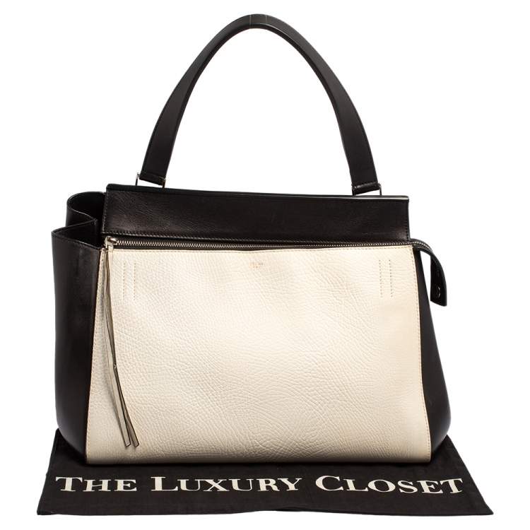 مملوكة مسبقًا Celine Black/White Leather Medium Edge Top Handle Bag
