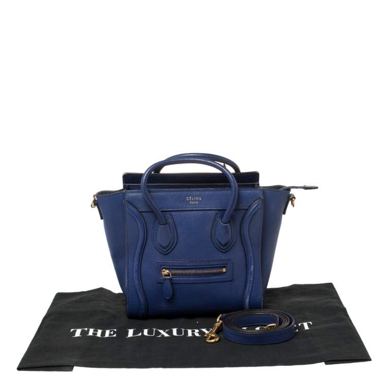 Pre Owned Céline Blue Leather Nano Luggage Tote