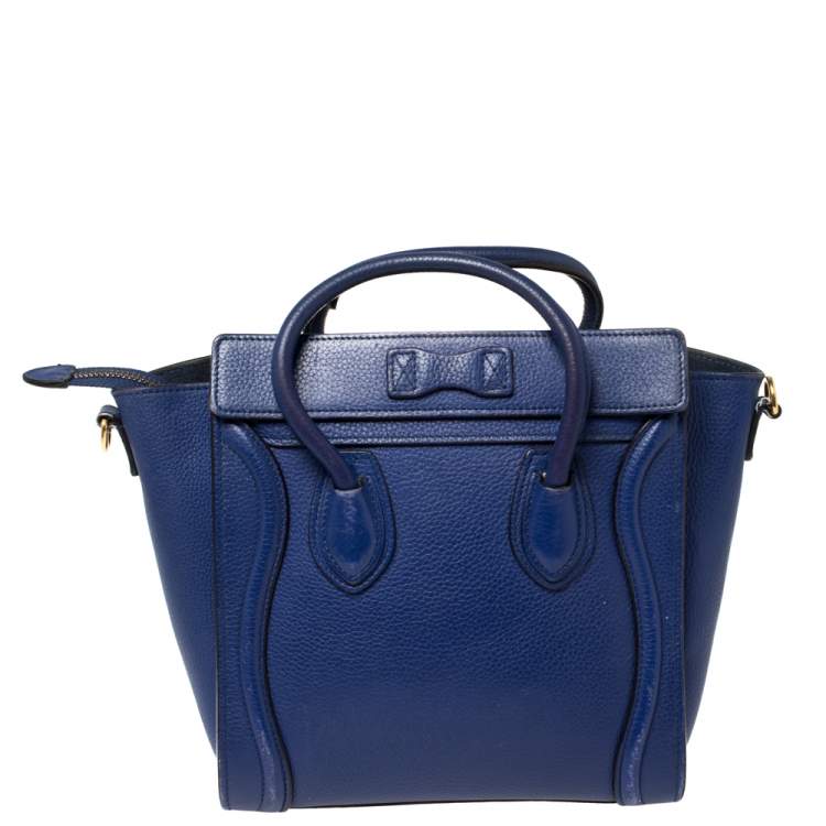 Pre Owned Céline Blue Leather Nano Luggage Tote