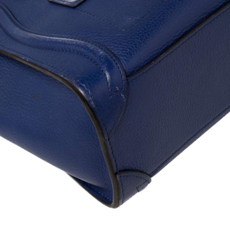 Pre Owned Céline Blue Leather Nano Luggage Tote