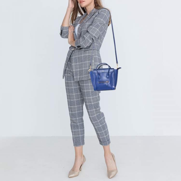 Pre Owned Céline Blue Leather Nano Luggage Tote
