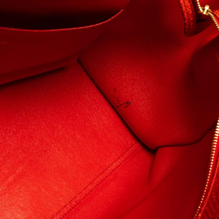 Pre Owned Céline Red Python and Suede Medium Trapeze Top Handle Bag