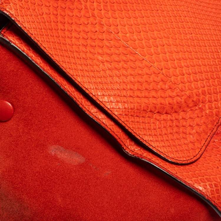 Pre Owned Céline Red Python and Suede Medium Trapeze Top Handle Bag