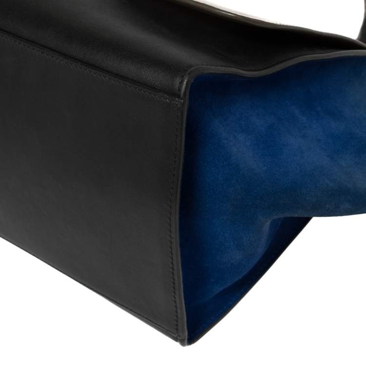 Pre Owned Celine Tricolor Leather and Suede Medium Trapeze Top Handle Bag