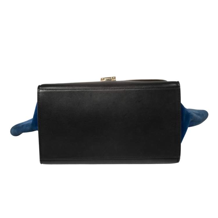 Pre Owned Celine Tricolor Leather and Suede Medium Trapeze Top Handle Bag