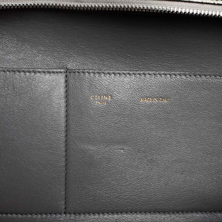 Pre Owned Celine Two Tone Grey Python and Suede Medium Trapeze Top Handle Bag