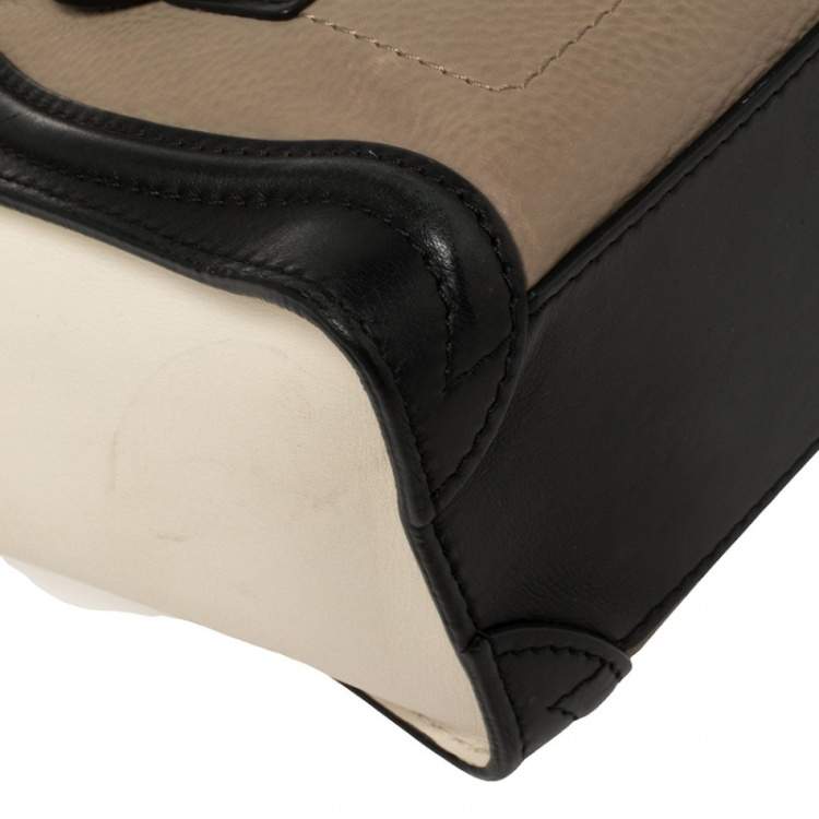 Pre Owned Céline Tri Color Leather Nano Luggage Tote