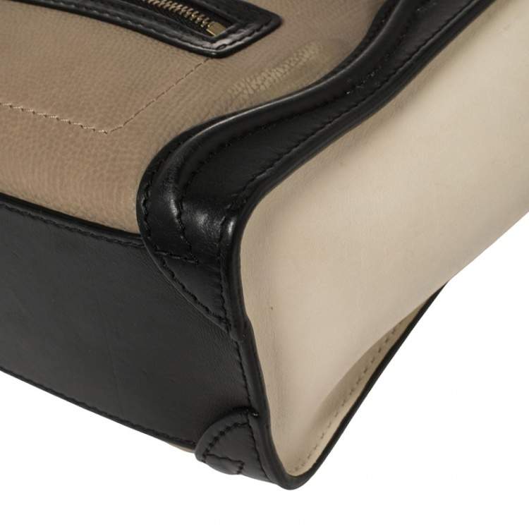 Pre Owned Céline Tri Color Leather Nano Luggage Tote