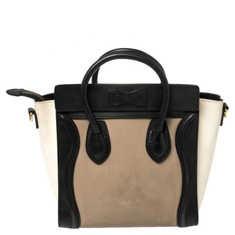 Pre Owned Céline Tri Color Leather Nano Luggage Tote