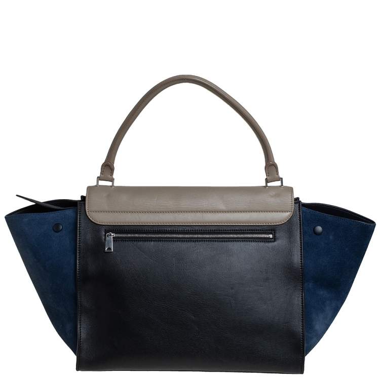 مملوكة مسبقًا Celine Tricolor Leather and Suede Large Trapeze Top Handle Bag