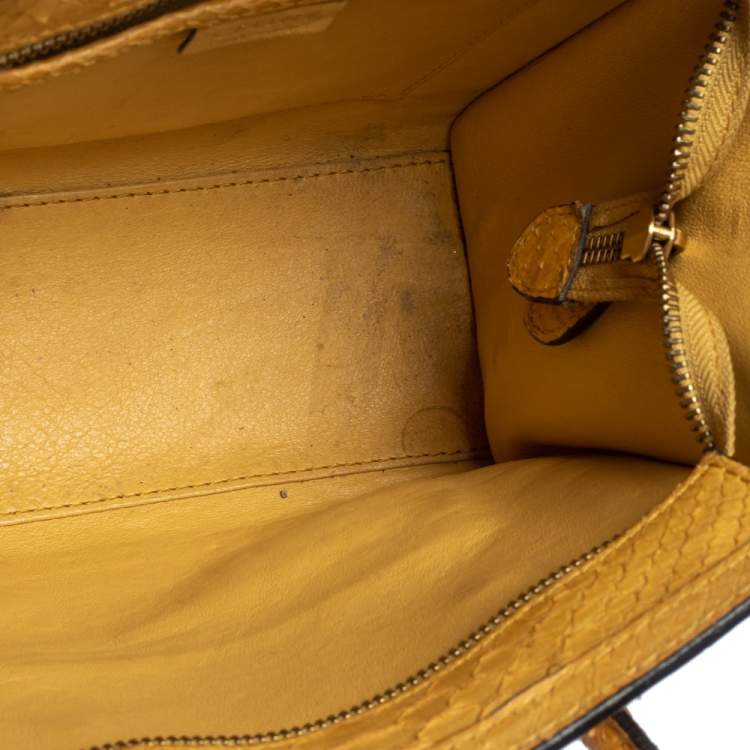 Pre Owned Celine Yellow Python Nano Luggage Tote