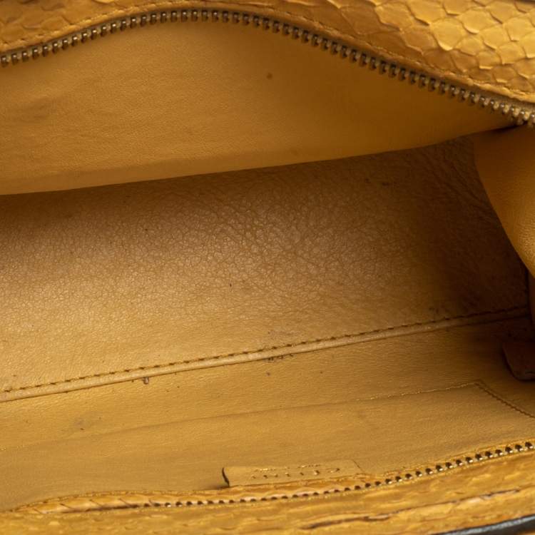 Pre Owned Celine Yellow Python Nano Luggage Tote