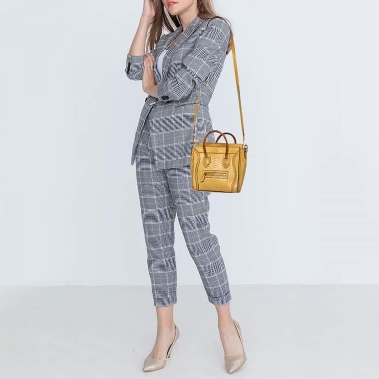 Pre Owned Celine Yellow Python Nano Luggage Tote