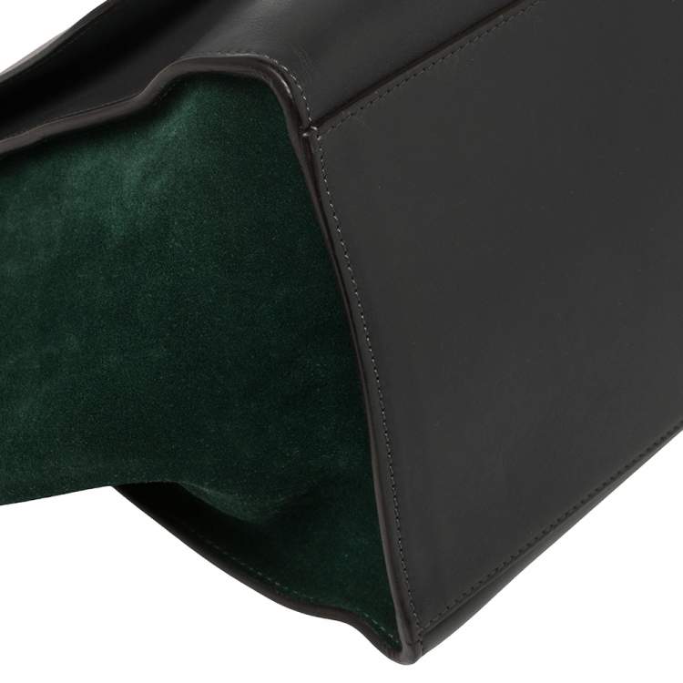 Pre Owned Celine Tri Color Leather and Suede Medium Trapeze Top Handle Bag