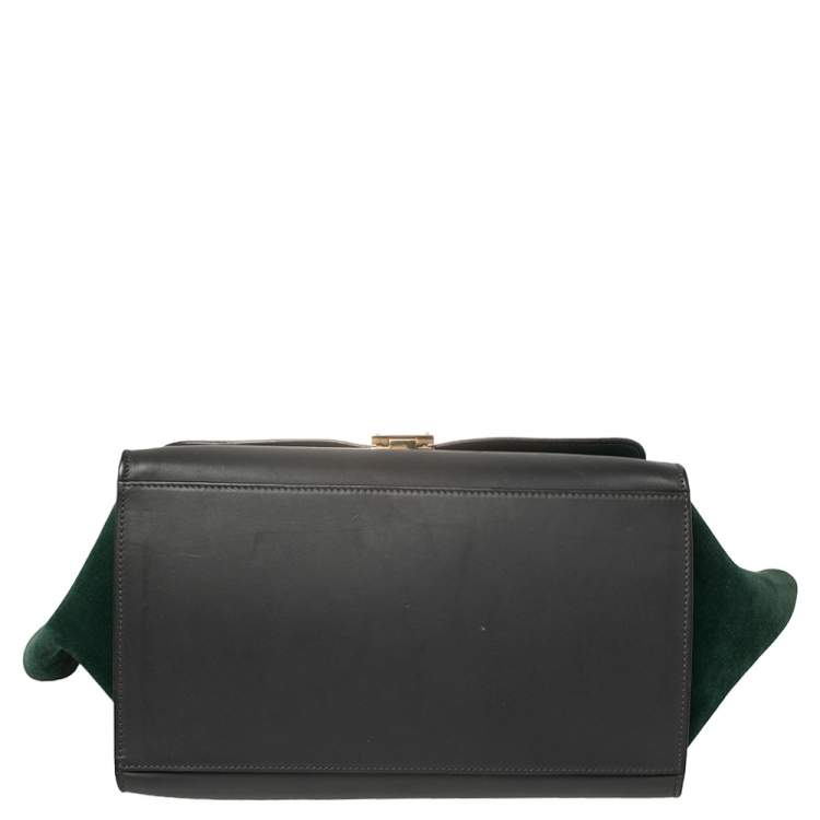 Pre Owned Celine Tri Color Leather and Suede Medium Trapeze Top Handle Bag