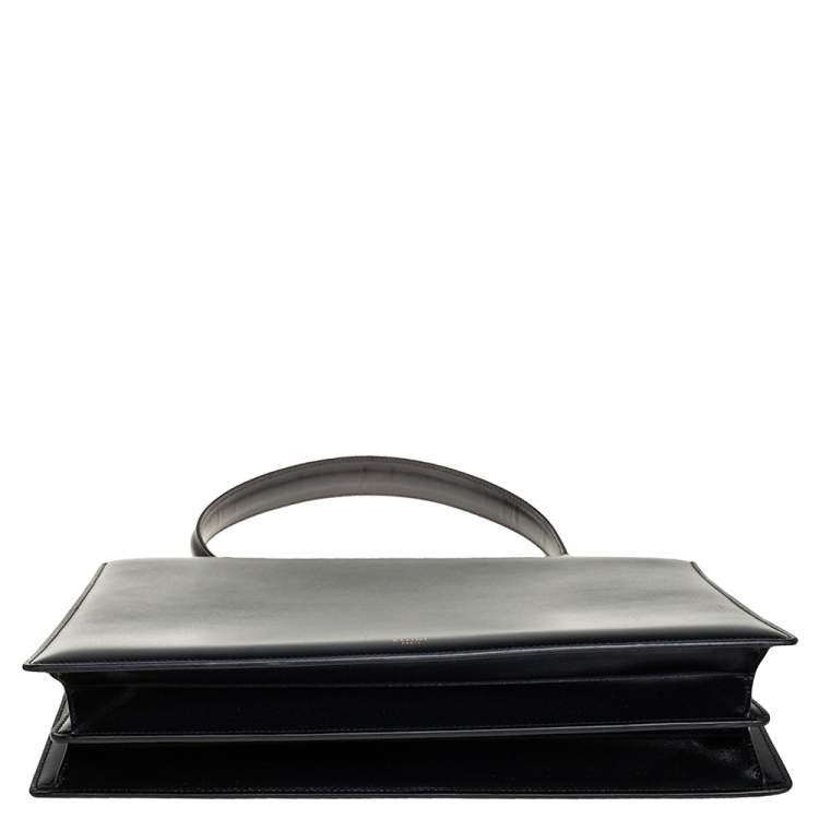 Pre Owned Celine Black Leather Medium Clasp Top Handle Bag