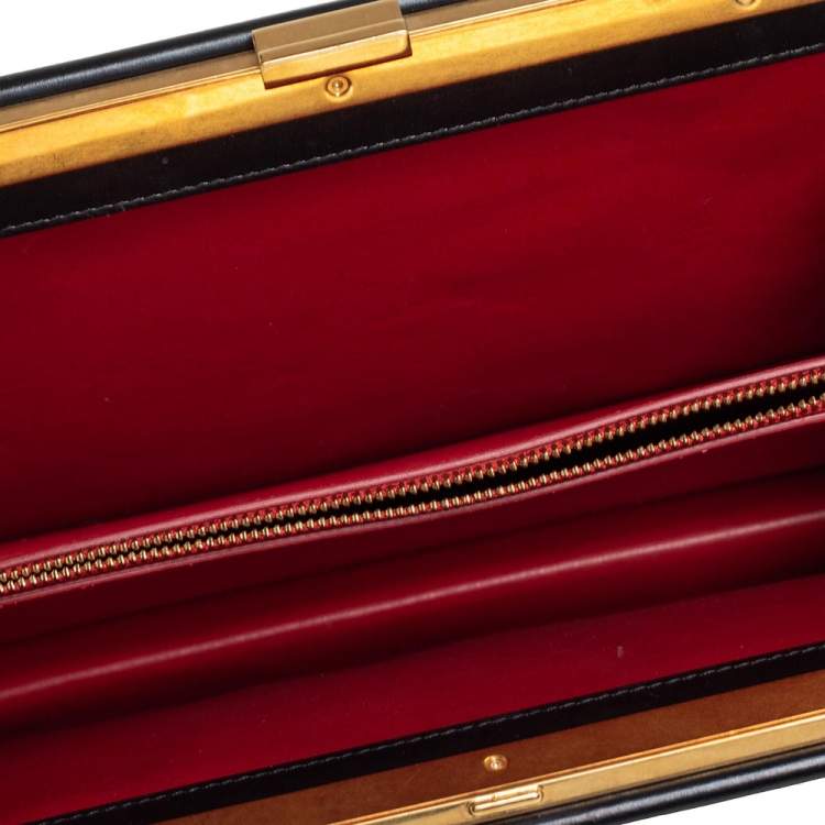 Pre Owned Celine Black Leather Medium Clasp Top Handle Bag