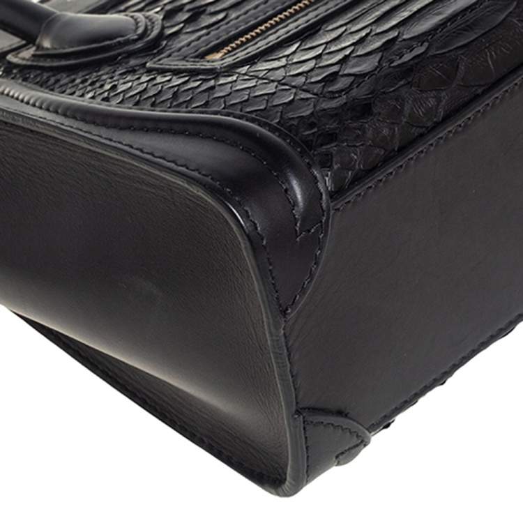 مملوكة مسبقًا Celine Black Python and Leather Nano Luggage Tote
