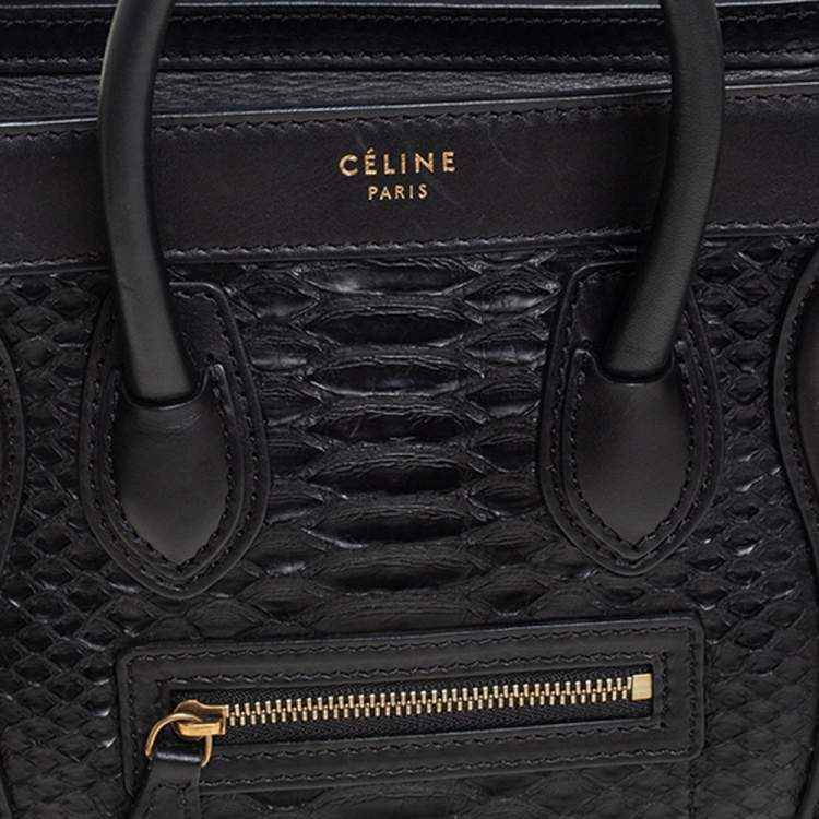 مملوكة مسبقًا Celine Black Python and Leather Nano Luggage Tote