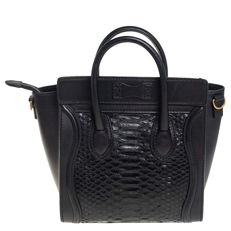 مملوكة مسبقًا Celine Black Python and Leather Nano Luggage Tote