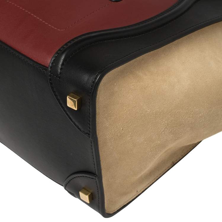 Pre Owned Celine Tri Color Leather and Suede Mini Luggage Tote